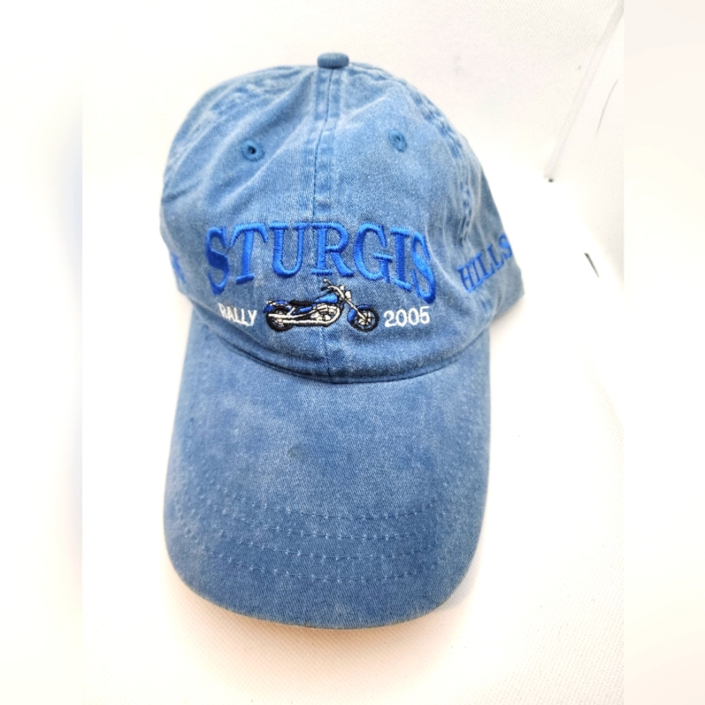 Vintage Sturgis Motorcycle Rally 2005 Denim Baseball Hat Cap Embroidered Biker